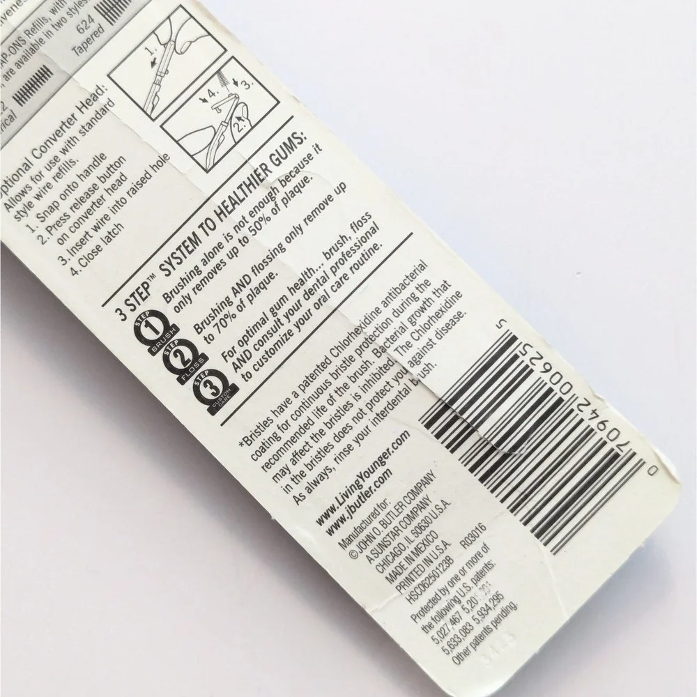 GUM Sunstar Proxabrush Snap-Ons Handle 625 & Cylindrical Brush Refills 612 NEW